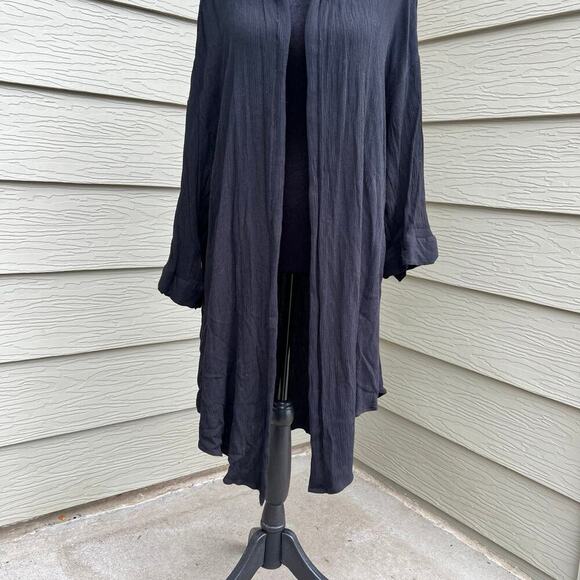 TORRID 2 (2X 18-20) black long open front cardigan.  Rayon - Picture 1 of 7